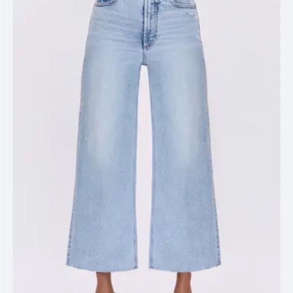 pistola Denim - Pistola Lana raw hem high waisted cropped wide leg jeans light wash size 30